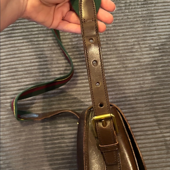Vintage Polo by Ralph Lauren Brown Crossbody Bag with Green and Red Strap - Picture 9 of 16